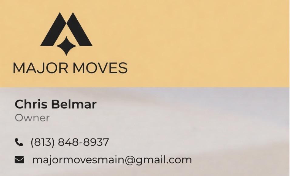 Major Moves LLC preferred partner moving services card